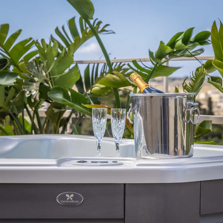 Roof terrace at Maison Medina with views over Mdina